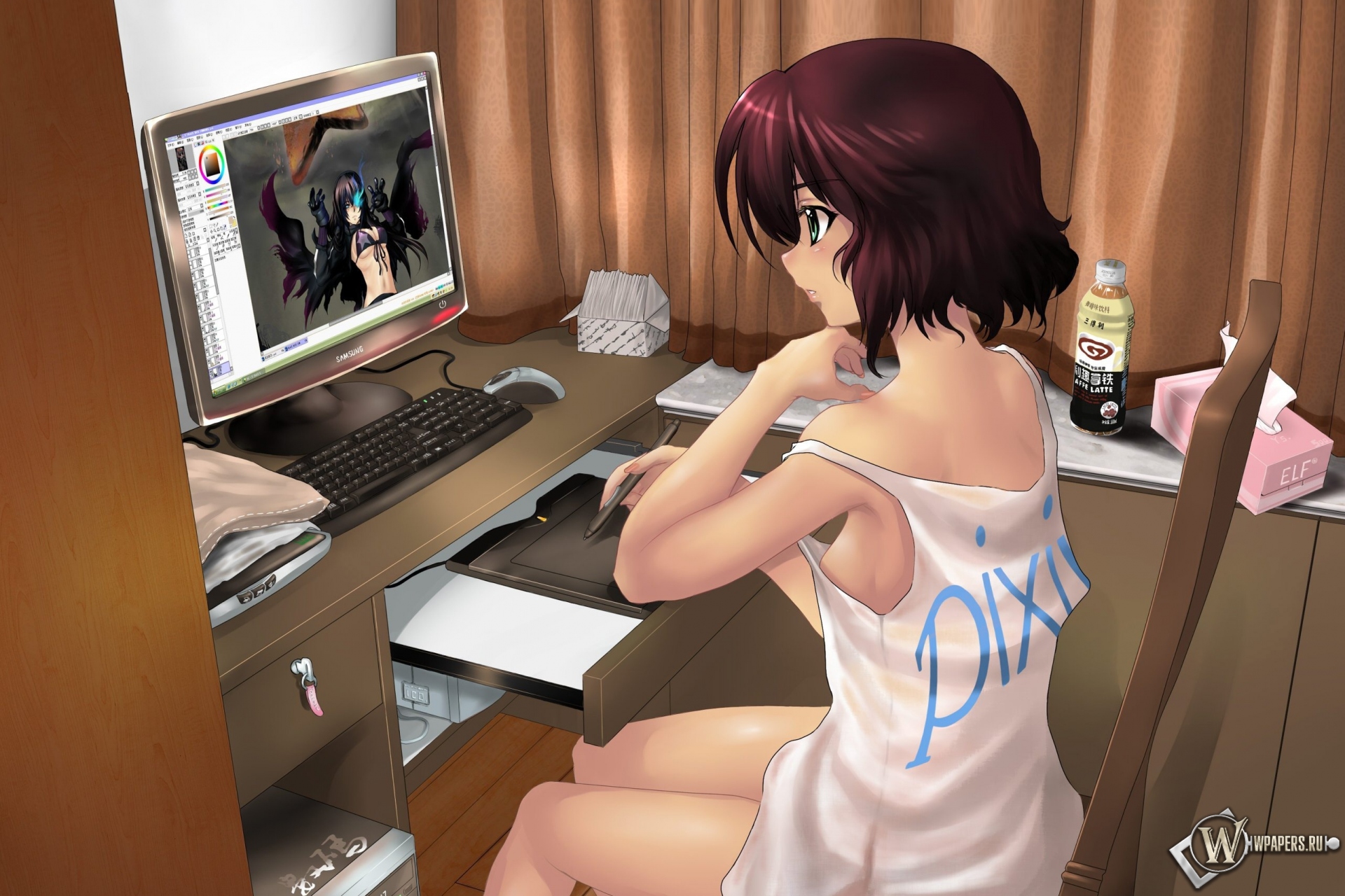 Naked Girl On Computer