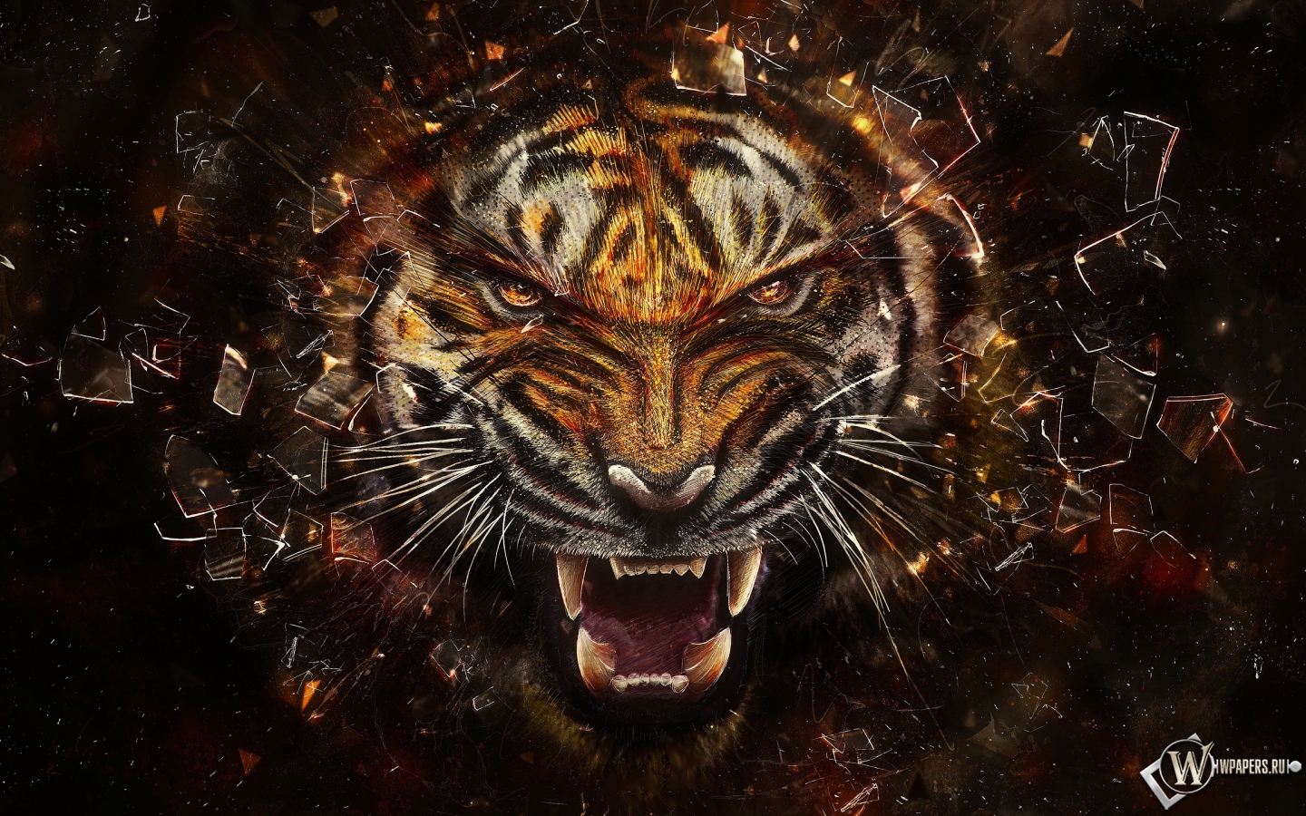 Тигр разбивает экран 1440x900