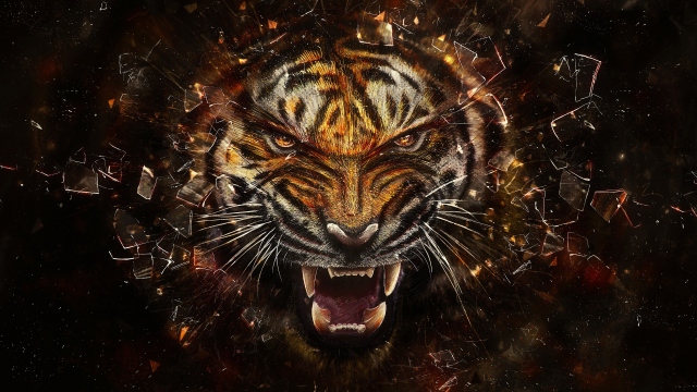 Тигр разбивает экран