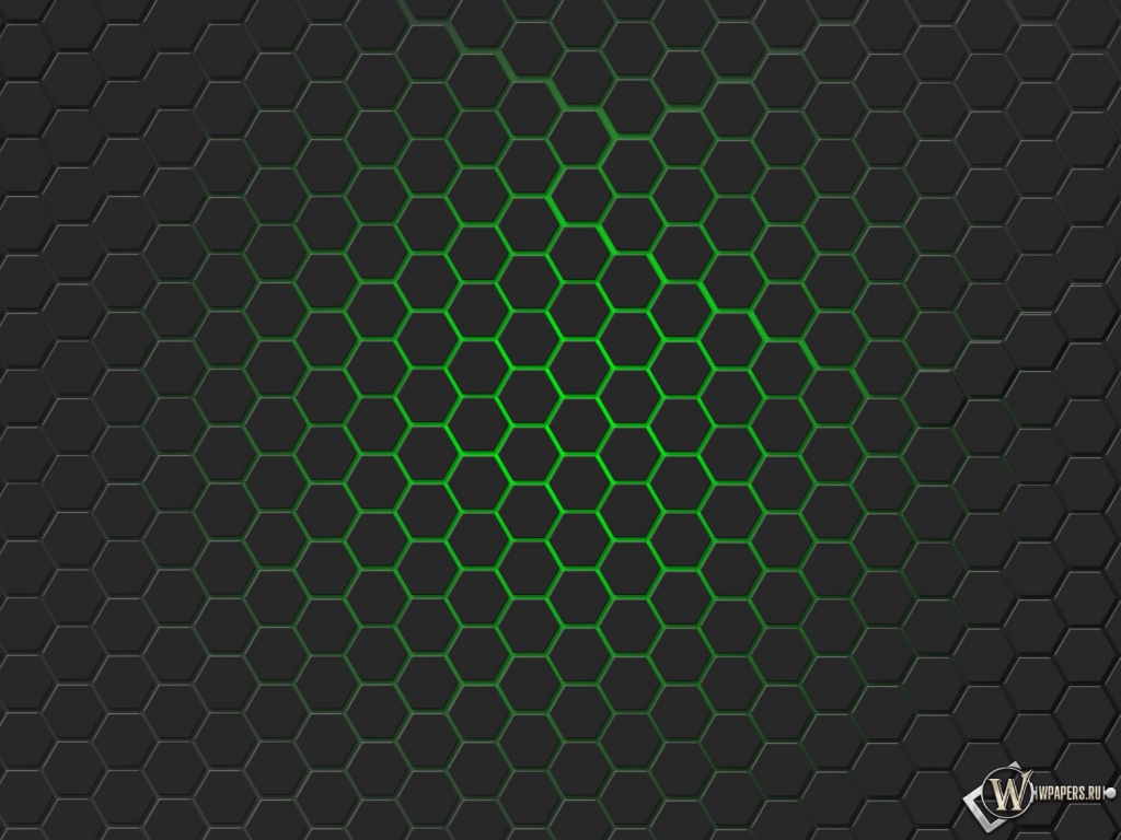 Зелёная гексагональная решётка 1024x768
