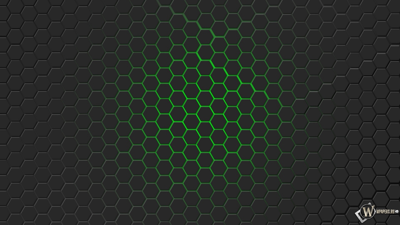Зелёная гексагональная решётка 1280x720