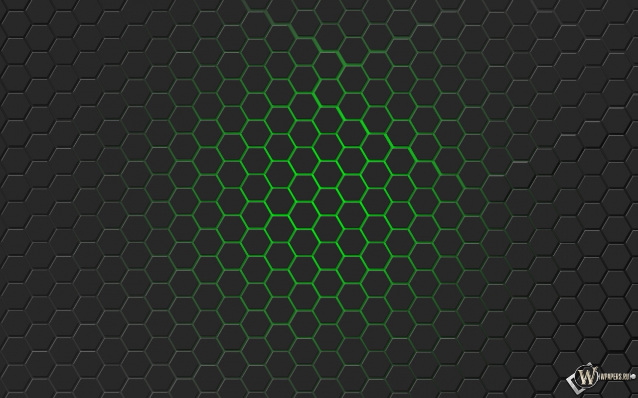 Зелёная гексагональная решётка 1280x800