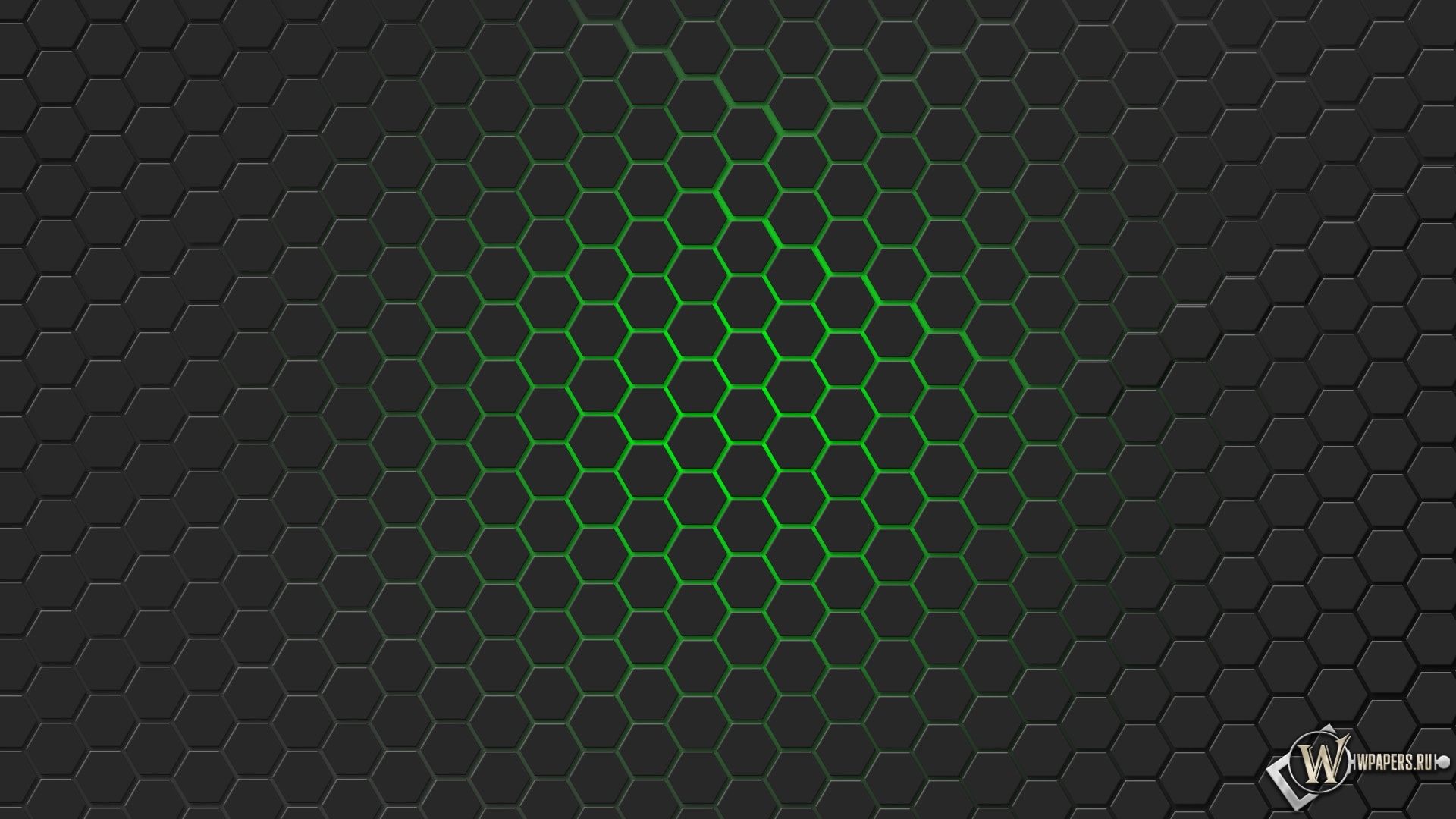 Зелёная гексагональная решётка 1920x1080