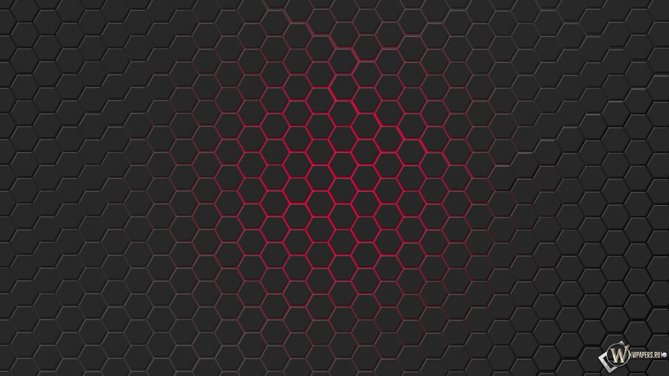 Красная гексагональная решётка 1366x768