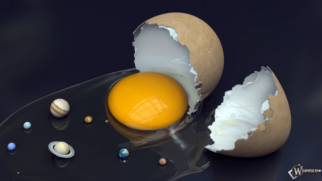 Солнечная система в яйце 1366x768