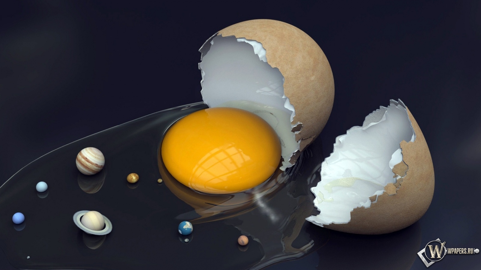 Солнечная система в яйце 1600x900