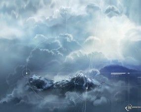 Обои Cloud burst digital: Облака, Горы, Геометрия, Абстракции