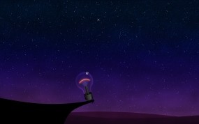 Обои Одинокая лампочка: Ночь, Звёзды, Небо, Лампочка, Рендеринг