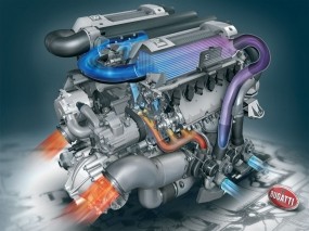 Обои Мотор от Bugatti Veyron: Движок, Бугатти, Рендеринг