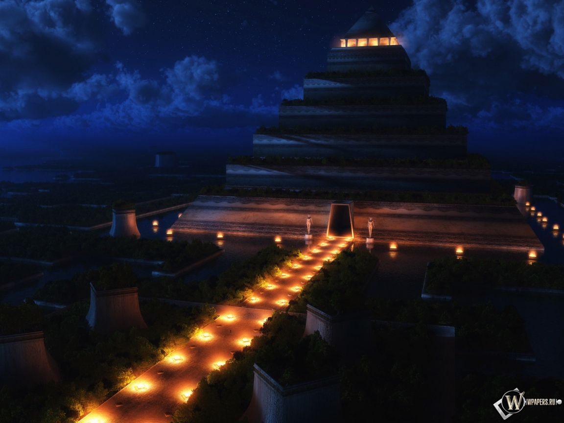 Пирамида ночью 1152x864