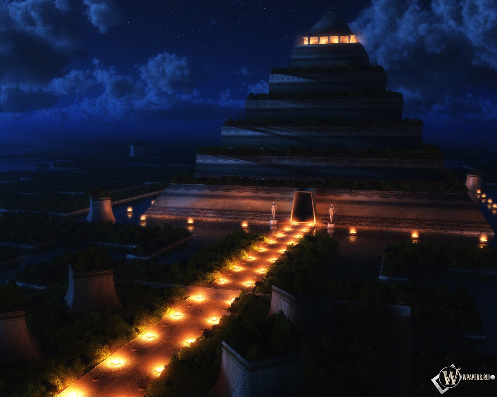 Пирамида ночью 1600x1280