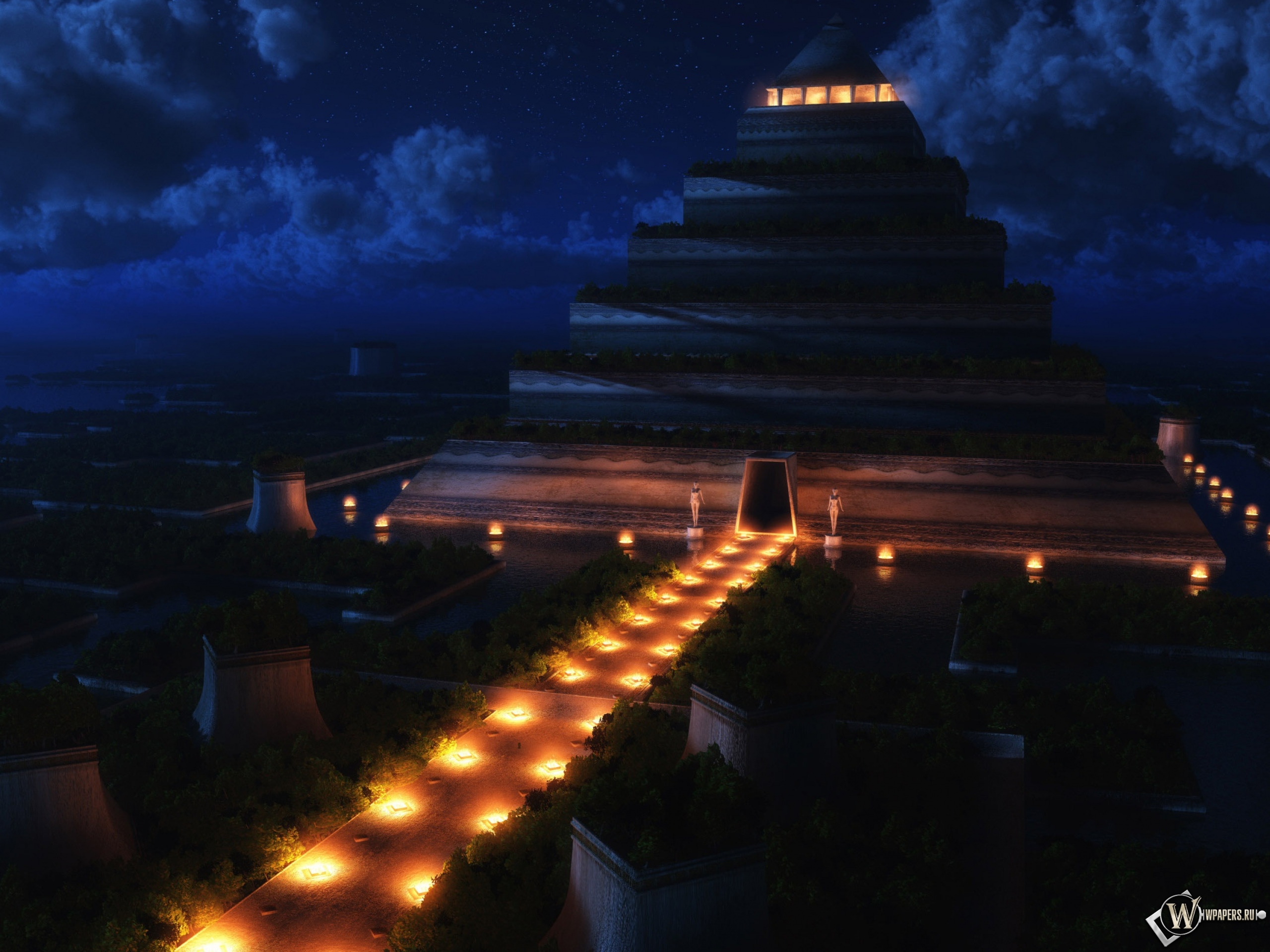 Пирамида ночью 2560x1920