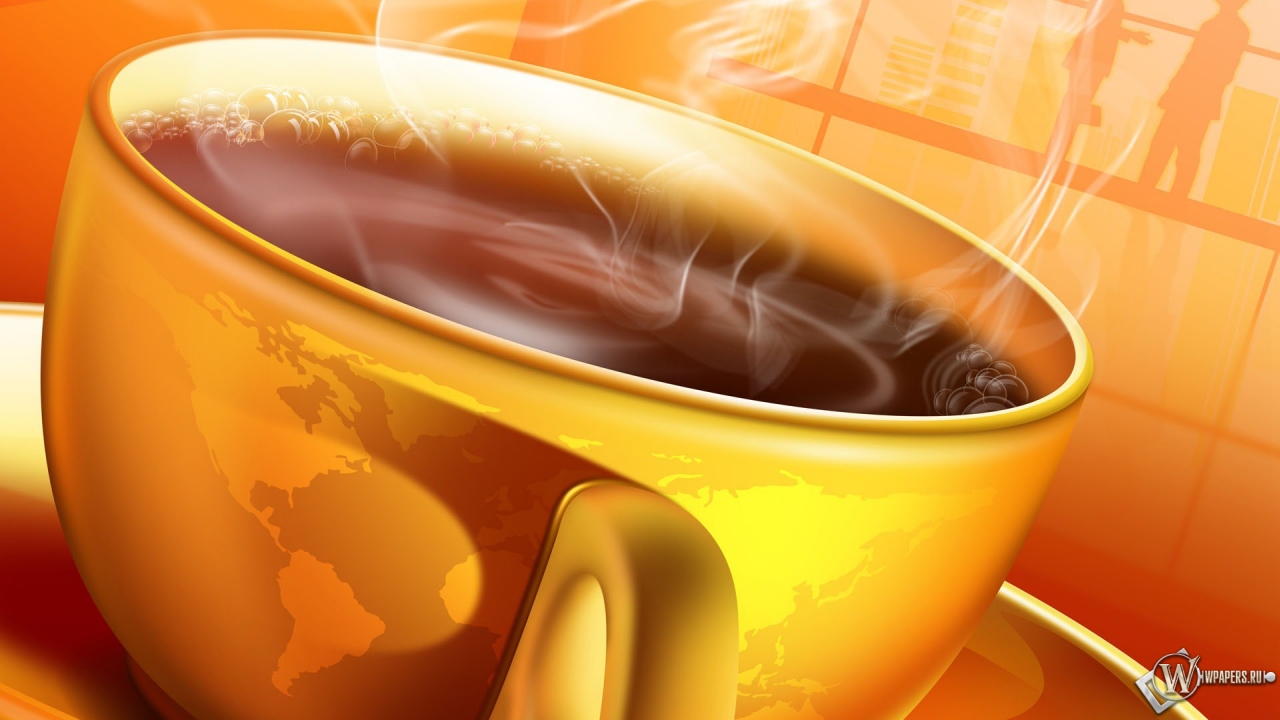 Чашка горячего кофе 1280x720