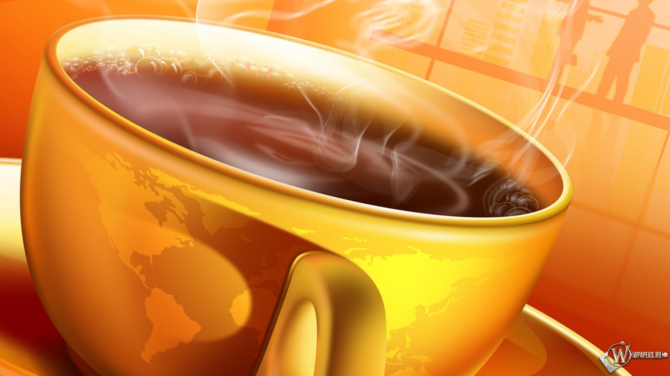 Чашка горячего кофе 1366x768