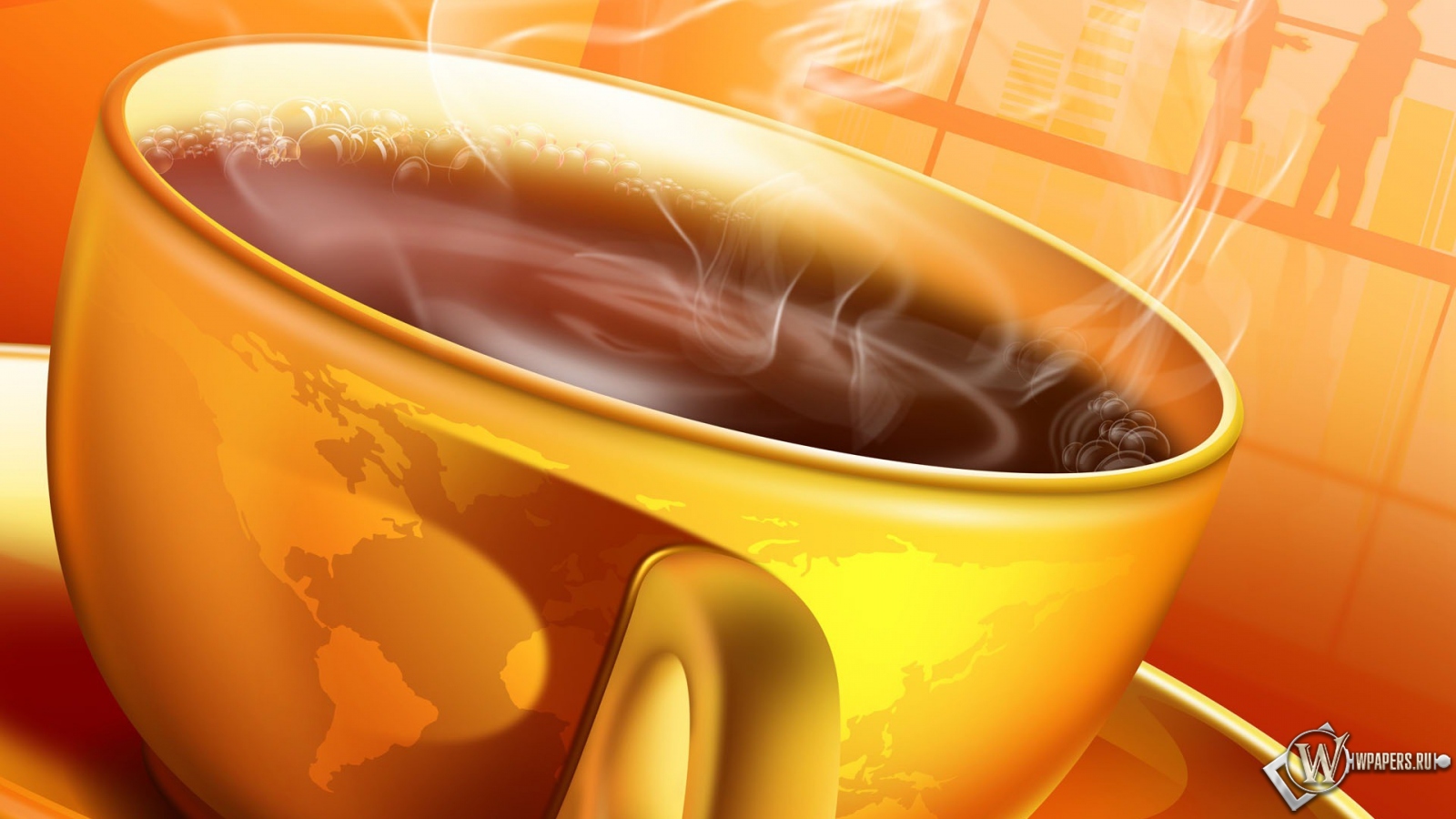 Чашка горячего кофе 1600x900