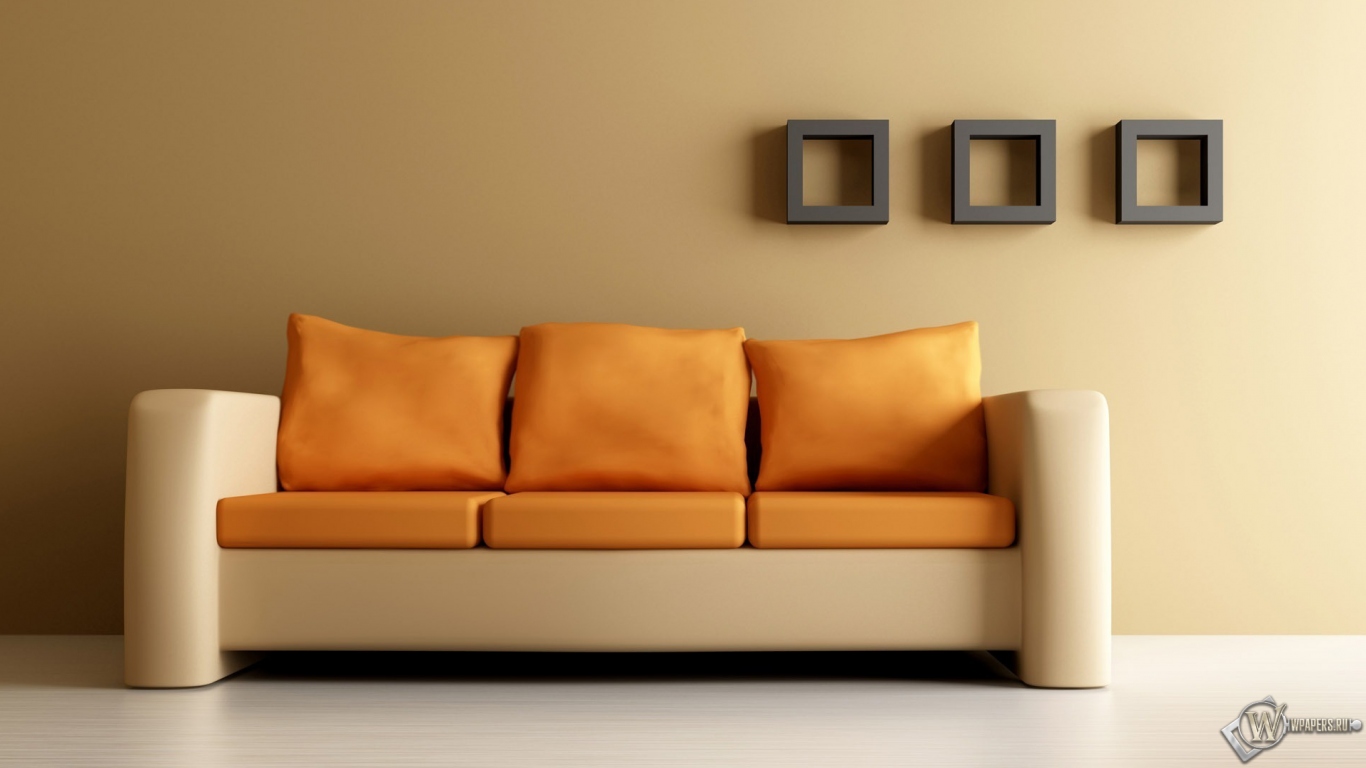 Оранжевый диван 1366x768
