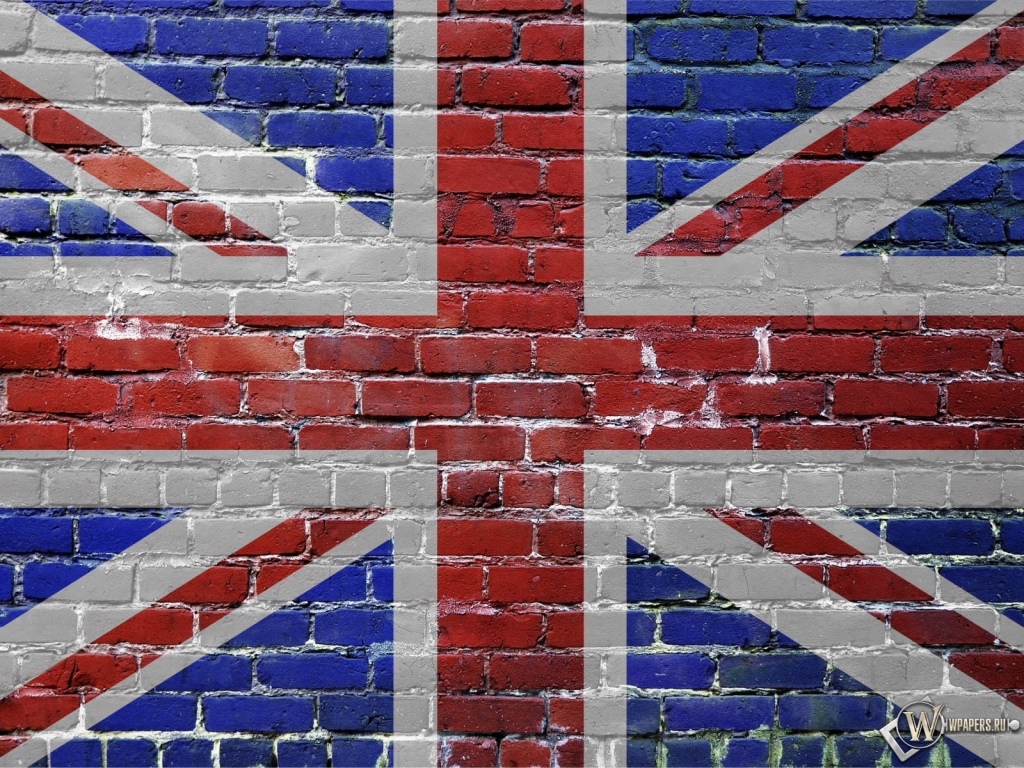 Флаг Великобритании на стене 1024x768
