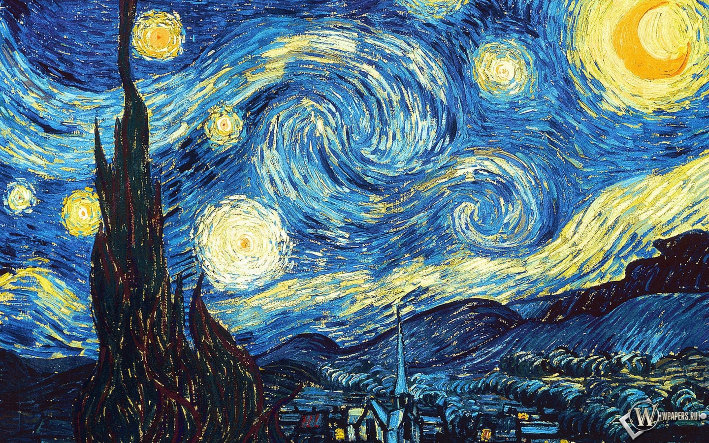 Ван Гог Звёздная ночь 1440x900