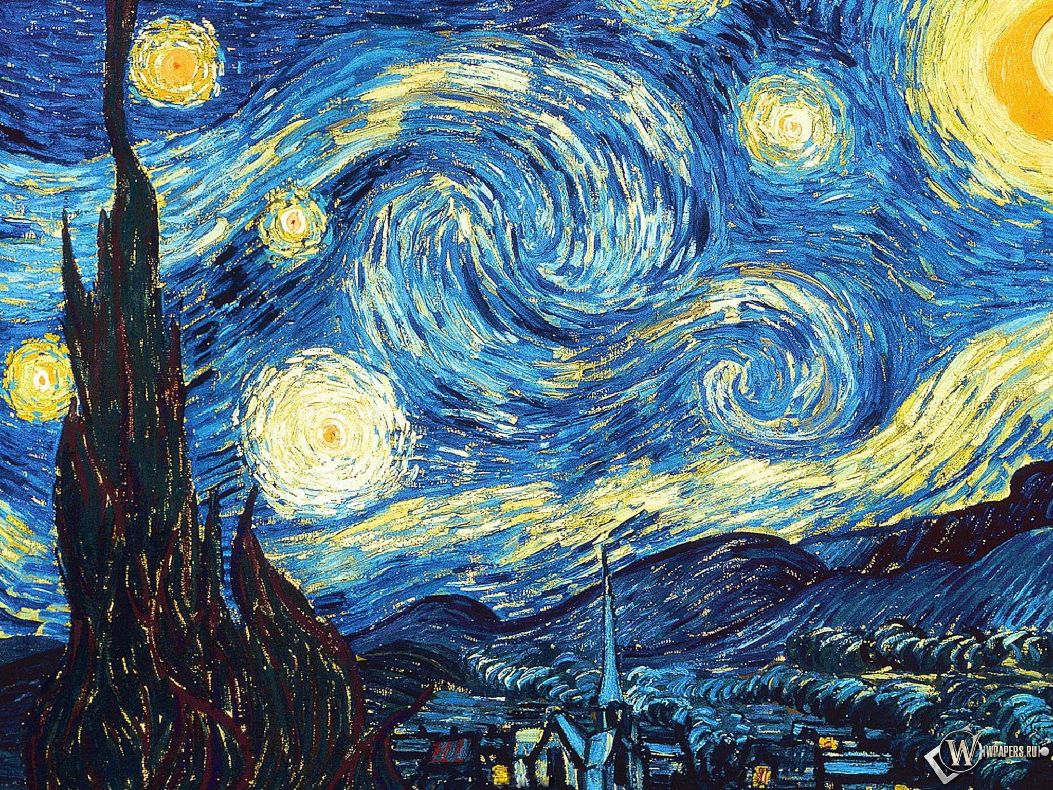 Картина звездная ночь ван. «Звёздная ночь» Ван Гог. Винсент Звездная ночь. Картина Ван Гога Звёздная ночь на рабочий стол. Лунная ночь Ван Гог обои.
