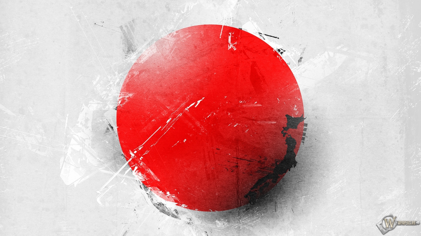 Японский флаг 1366x768