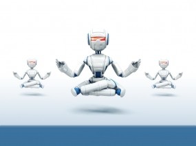 Обои Медитация роботов: Минимализм, Роботы, Медитация, Разное