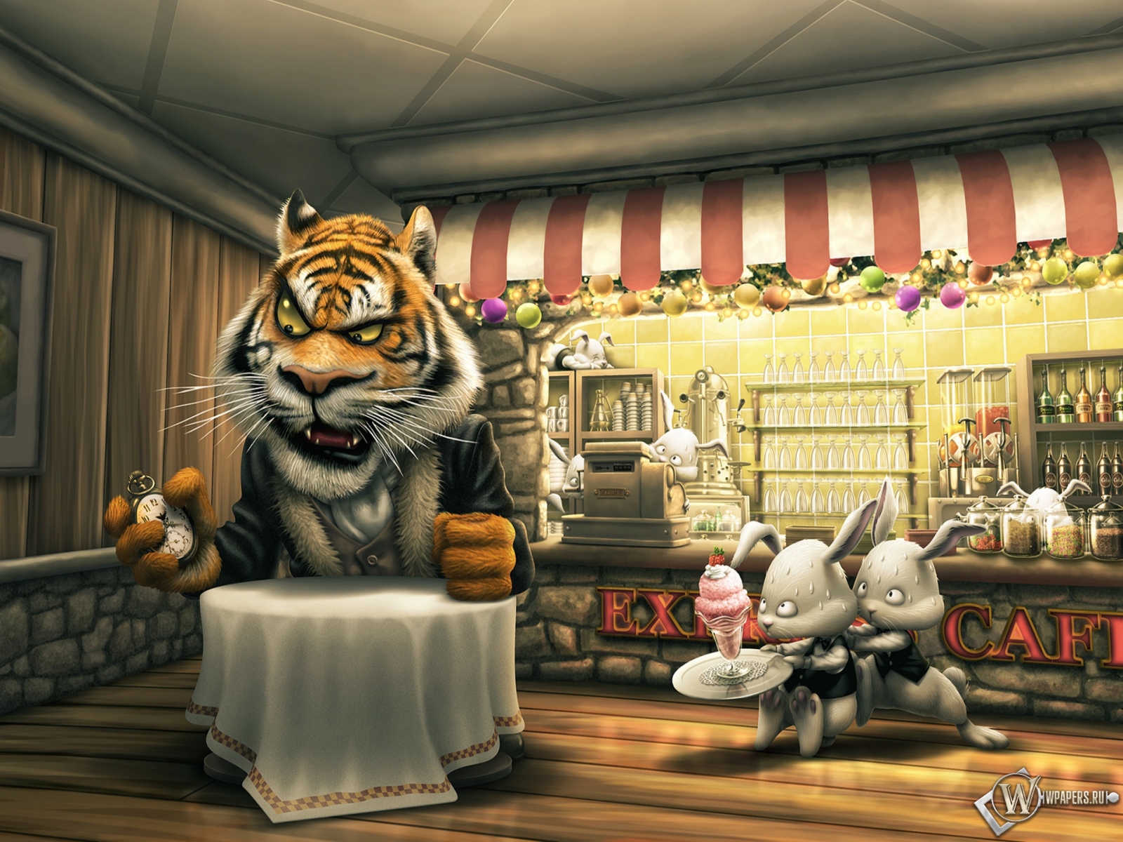 Тигр в кафе 1600x1200