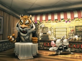 Тигр в кафе
