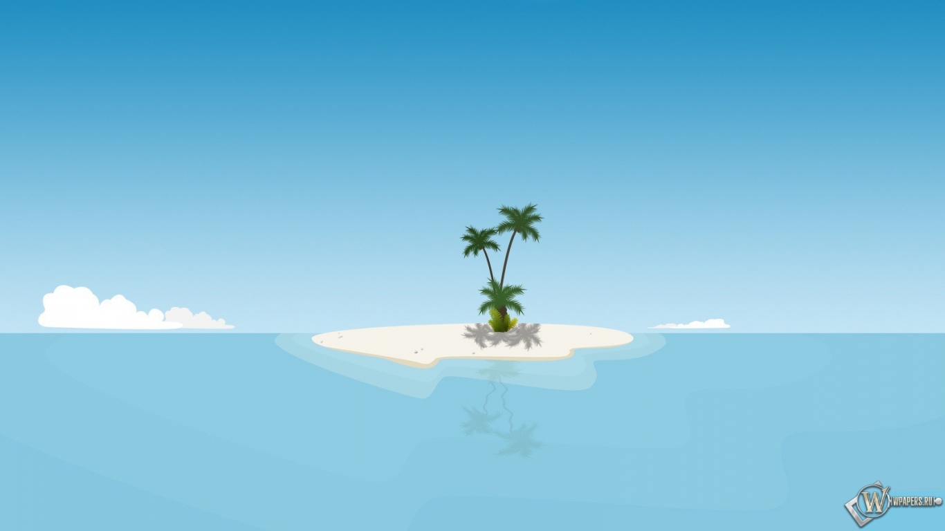 Остров с пальмой 1366x768