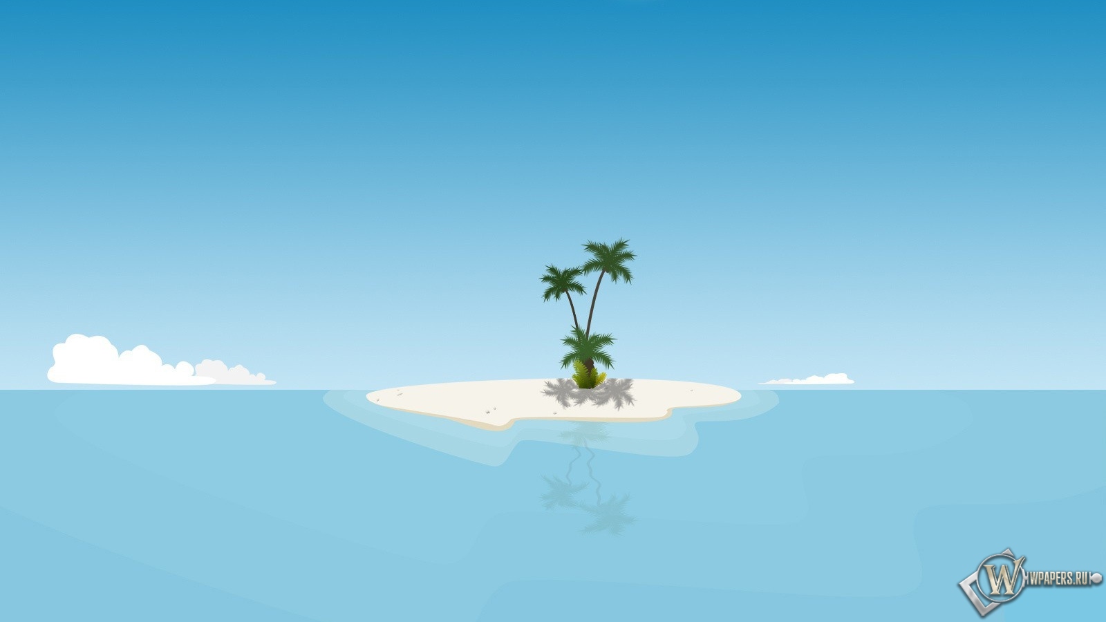 Остров с пальмой 1600x900