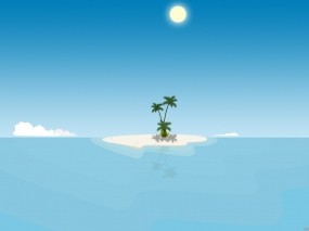 Обои Остров с пальмой: Море, Солнце, Остров, Разное
