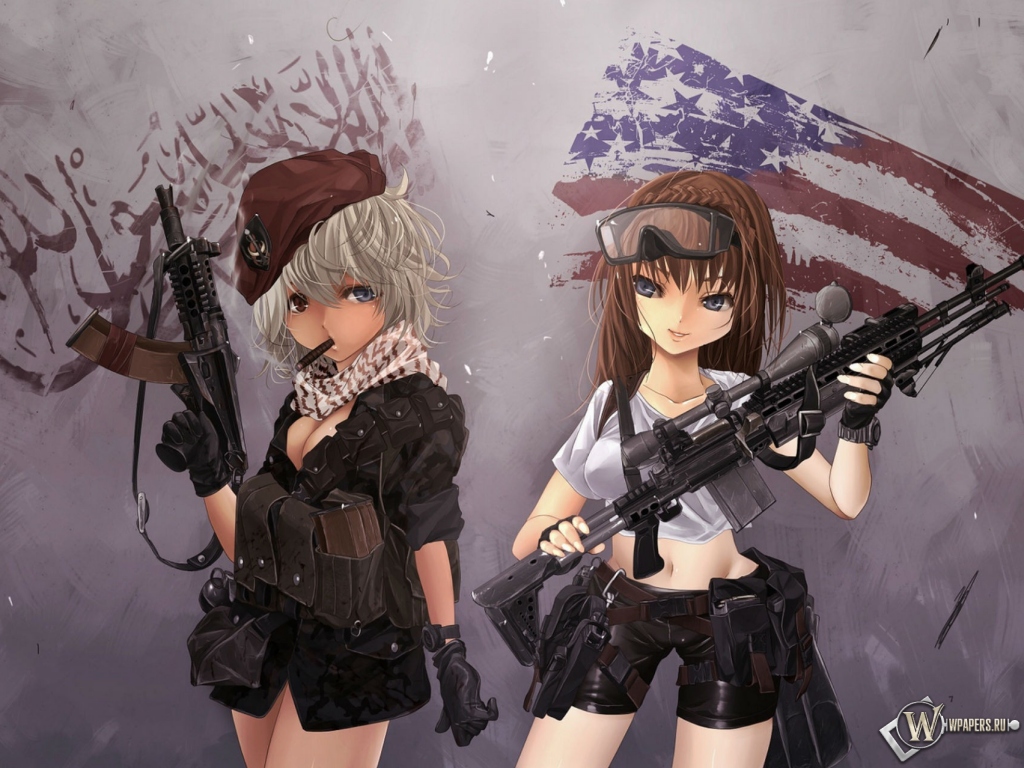 Девочки с оружием 1024x768