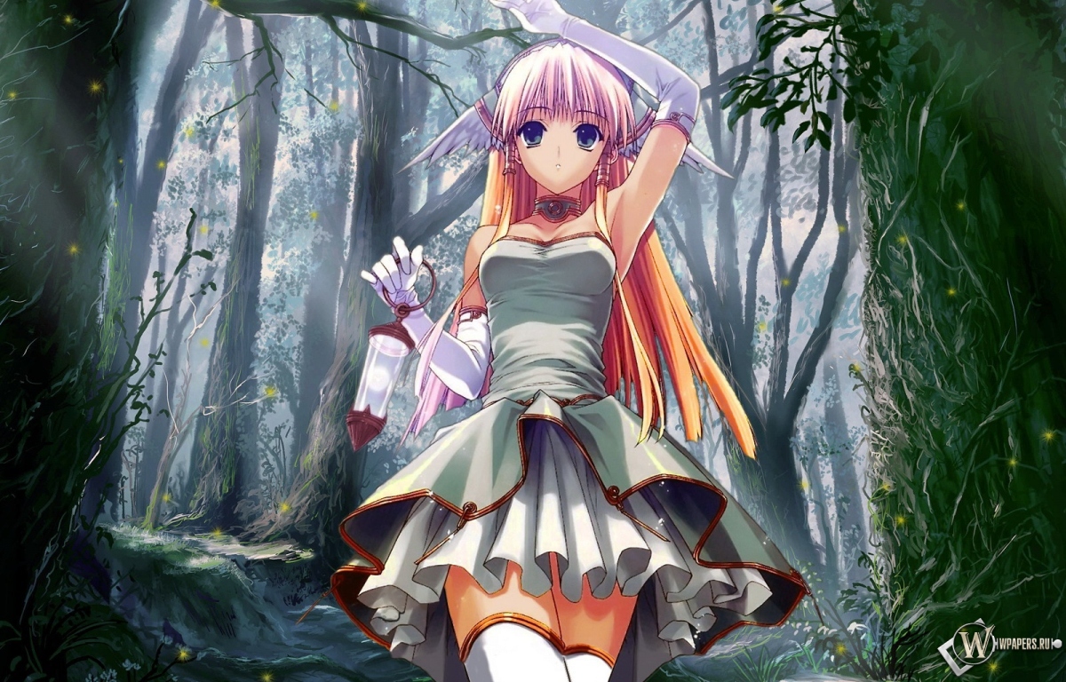 Anime girl in forest 1200x768