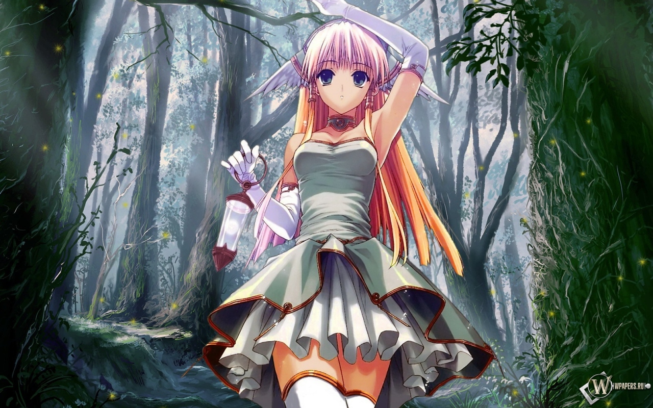 Anime girl in forest 1280x800