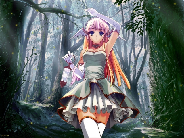 Anime girl in forest