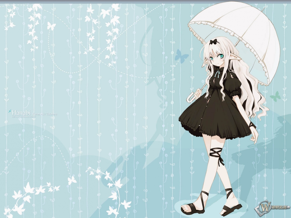 Аниме девушка с зонтиком 1152x864