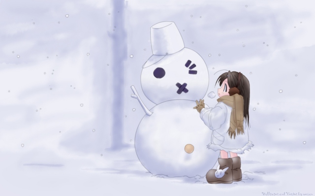 Снеговик с девочкой