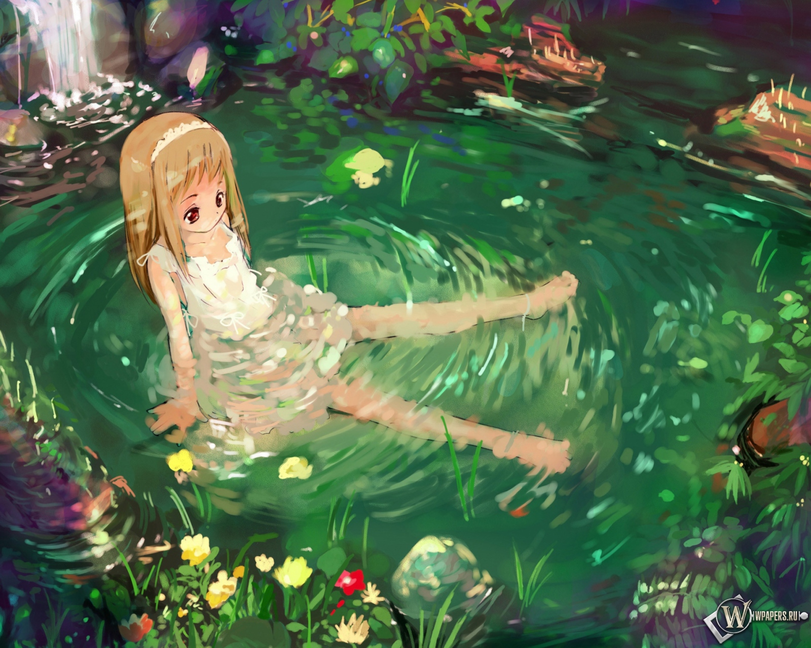 Девочка в зелёном пруду 1600x1280