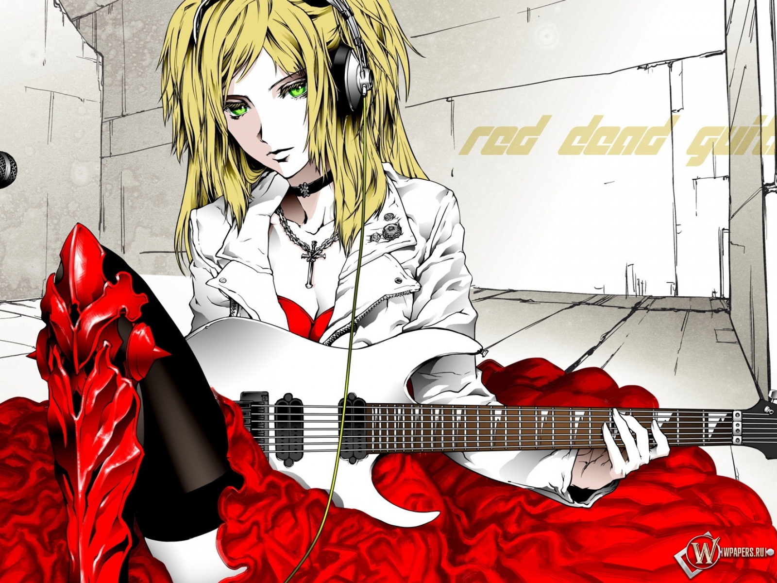 Девушка с гитарой 1600x1200