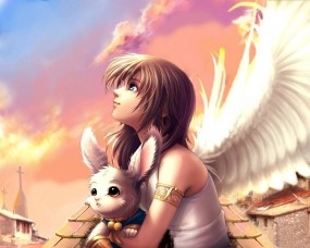 Обои Ангел: Девушка, Крылья, Аниме, Аниме