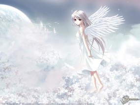 Обои 3D Девушка на небе: Anime, Angel, Аниме