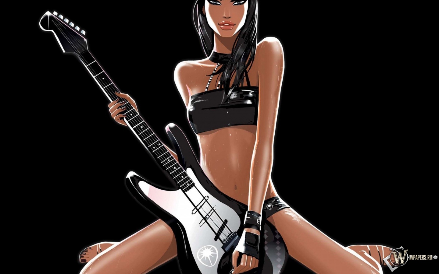 Девушка с гитарой 1440x900