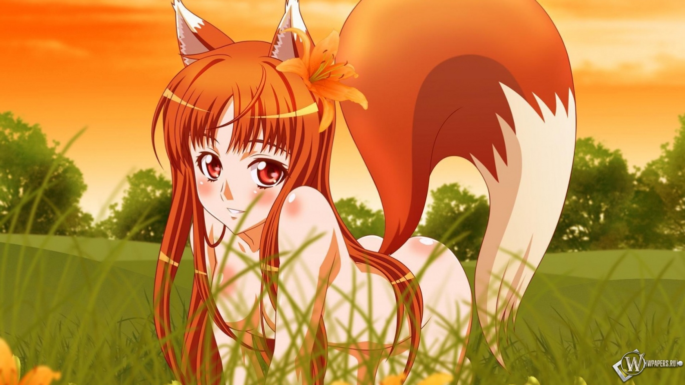 Anime fox girl 1366x768
