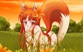 Обои Anime fox girl: Девушка, Аниме, Лисичка, Аниме