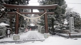 Обои Японская арка: Снег, Япония, Врата, Архитектура