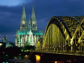 Обои Cologne Cathedral Hohenzollern Bridge Germany: Мост, Германия, Собор, Прочая архитектура