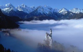 Обои Fussen Germany: Горы, Туман, Замок, Германия, Замки