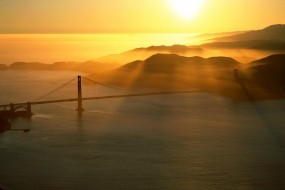Обои Мост Золотые ворота в Сан-Франциско: Вода, Мост, Вечер, Города