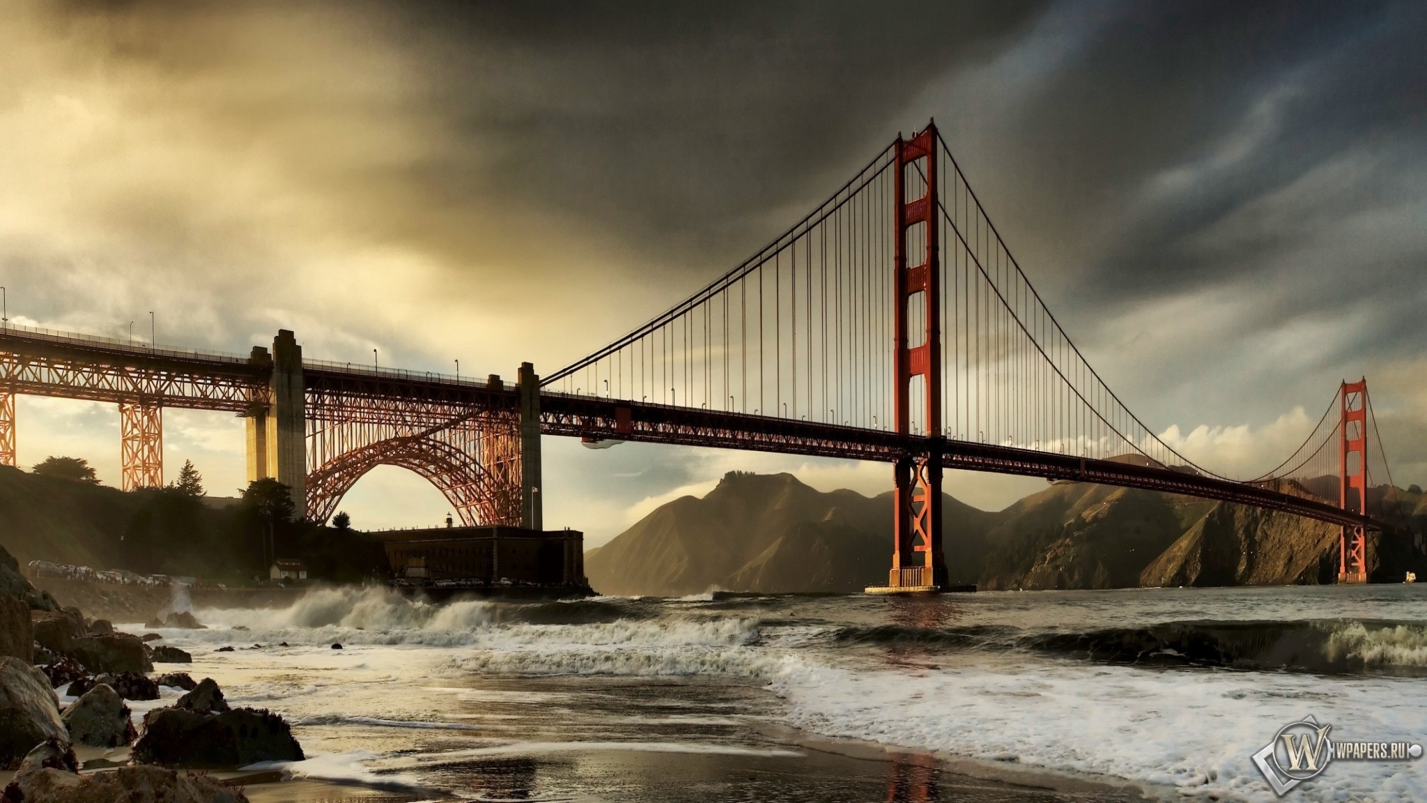 Мост Золотые ворота Сан-Франциско 2048x1152