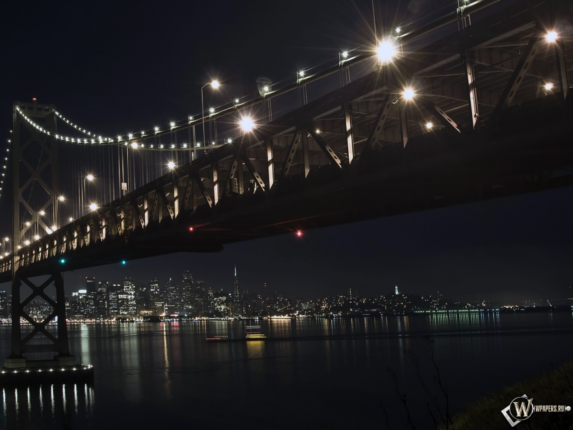 Мост зимней ночью 1152x864