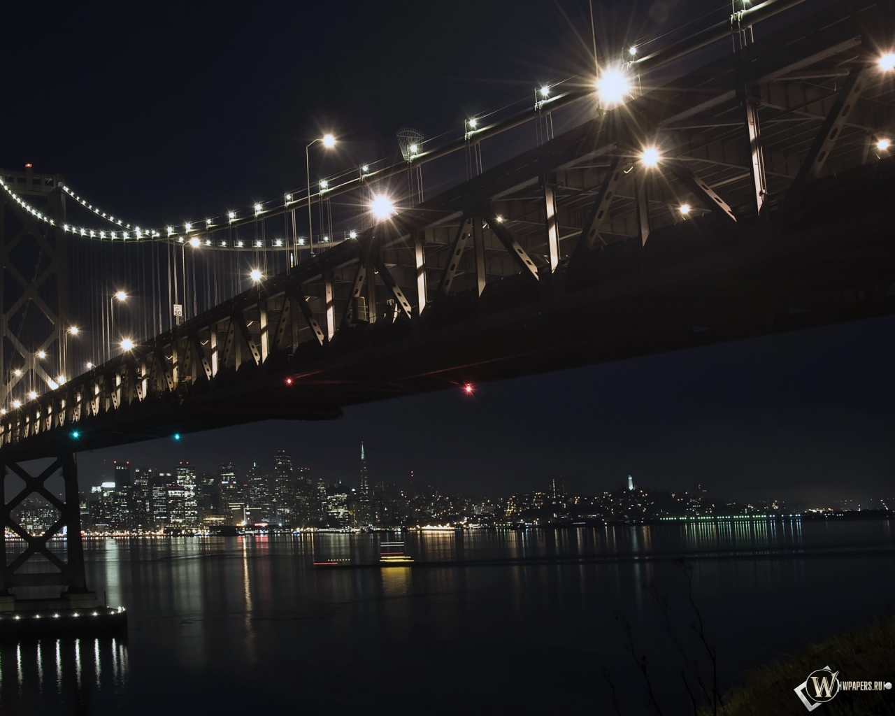 Мост зимней ночью 1280x1024